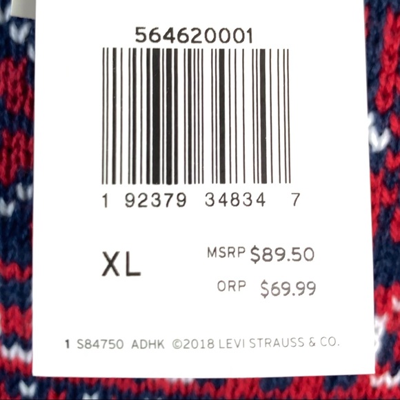 Levis Christmas Themed Sweatshirt Crew Neck Colorful Sweater Sizes L & XL NWT! - Picture 6 of 6